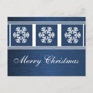 Modern Snowflakes Holiday Postcard, Royal Blue