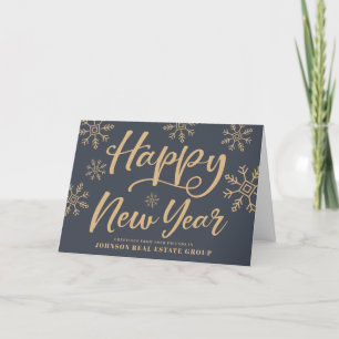 Modern Snowflakes New Year's Greetings Holiday Card