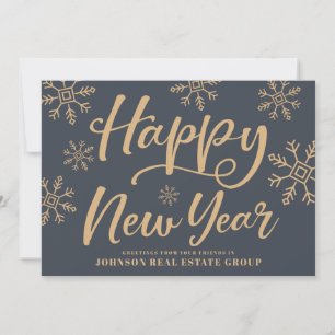 Modern Snowflakes   New Year's Greetings Holiday Card