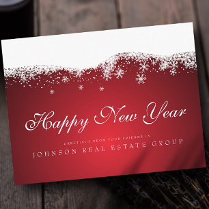 Modern Snowflakes New Year's Greetings Postcard