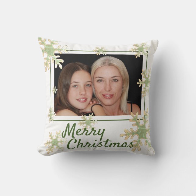 Modern Snowflakes Pattern Christmas Holiday Photo Cushion (Front)