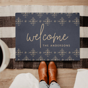 Modern Snowflakes Personalised Welcome Doormat