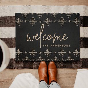Modern Snowflakes Personalised Welcome Doormat