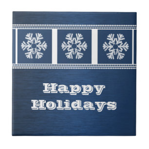 Modern Snowflakes Tile, Blue Tile