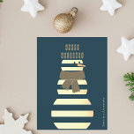 Modern snowman beautiful cute christmas  holiday card<br><div class="desc">Cute,  minimalistic and modern snowman Christmas card features striped white snowballs and a "Happy holidays" greeting forming a hat,  creating a charming snowman illustration. 
Personalise your card with a custom family greeting text on the side.</div>