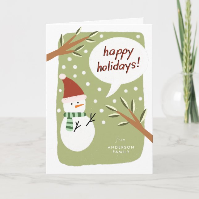 Modern Snowman Happy Holidays Greeting Holiday Card (Front)