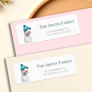 Modern Snowman Pig Winter Return Address