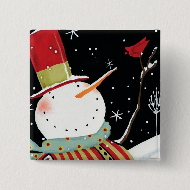Modern Snowmen Winter Home 15 Cm Square Badge (Front)