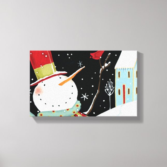 Modern Snowmen Winter Home Canvas Print (Front)