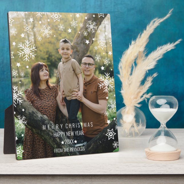 Modern Snowy Snowflake Frame Photo Overlay Holiday (Side)