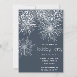 Modern snowy  watercolor snowflake Holiday party Invitation