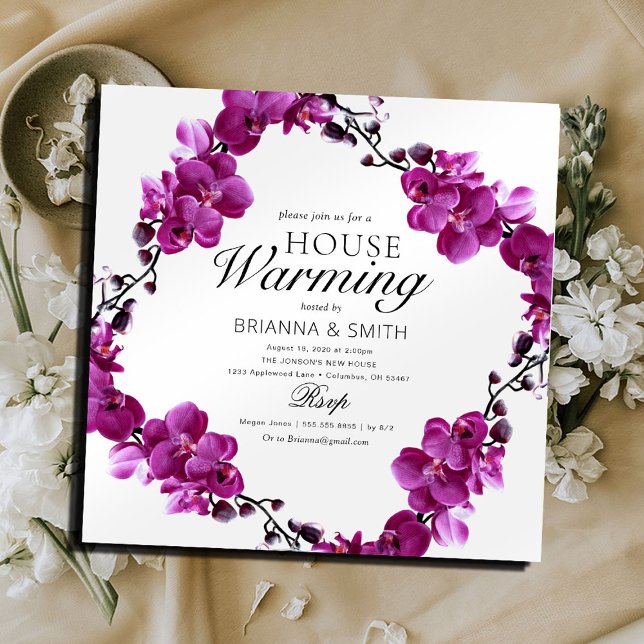 Modern So Purple Floral Housewarming  Invitation (Creator Uploaded)