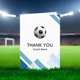 Modern Soccer Coach Thank You Card