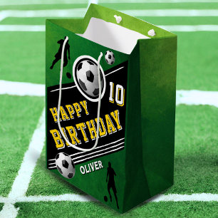 Modern Soccer Football Ball Player Birthday  Medium Gift Bag
