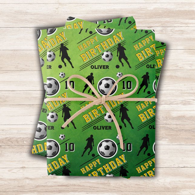 Modern Soccer Football Ball Player Birthday  Wrapping Paper Sheet (Creator Uploaded)