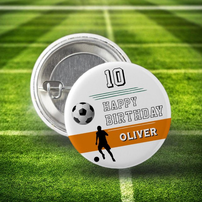 Modern Soccer Player Silhouette Happy Birthday 3 Cm Round Badge (Creator Uploaded)