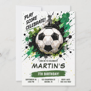 Modern Soccer Sports Birthday Invitation