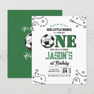 Modern Soccer Tactics Budget 1st Birthday Invite