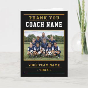 Modern Soccer Team Photo Coach Thank You Card
