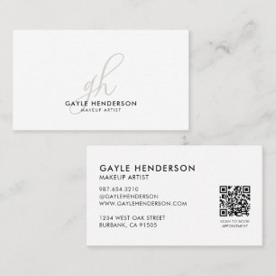 Modern Social Icon QR Monogram Makeup Artist Business Card