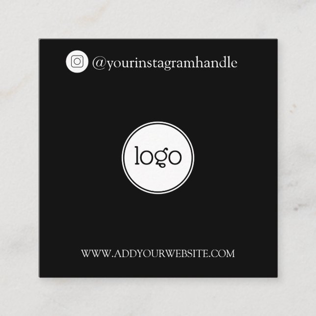 Modern social media add your logo photo QR code Square Business Card (Front)