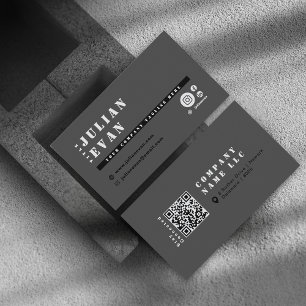 Modern Social Media All Black Bold Typography Business Card