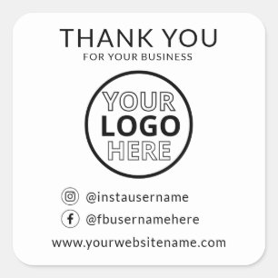 Modern Social Media Icon Thank You Business Logo Square Sticker