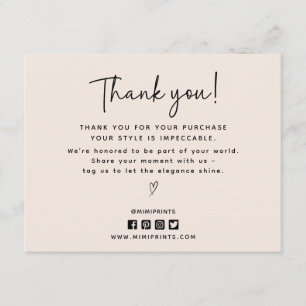 Modern, social media icons thank you card 