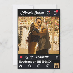 Modern Social Media Inspired Custom Wedding Thank You Card