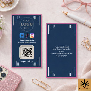 Modern Social Media Instagram Facebook QR Code Business Card