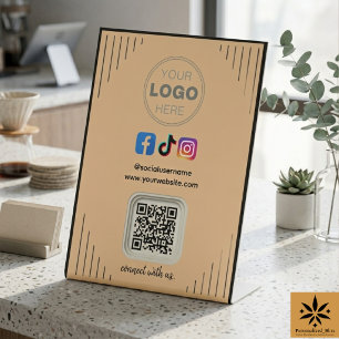 Modern Social Media   Instagram Facebook QR Code Pedestal Sign