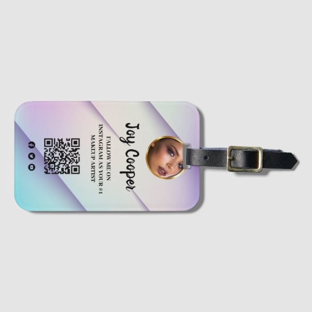 Modern,Social Media ,Instagram Follow Me  Luggage Tag (Front Horizontal)