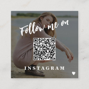 Modern social media QR CODE custom photo Square Business Card