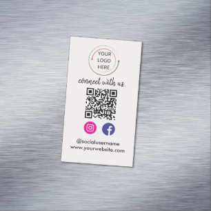 Modern Social Media QR Code Minimalist Portrait Magnetic Business Card