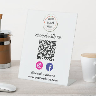 Modern Social Media QR Code Minimalist Portrait Pedestal Sign