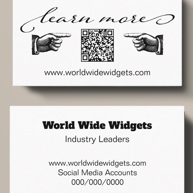 Modern Social Media QR Code Professional Business Card (Modern vintage call to action qr code business professional card. )