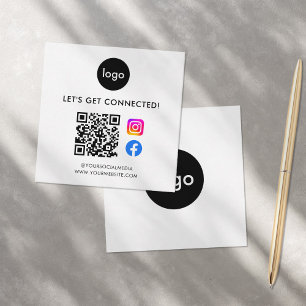 Modern Social Media QR Code Square Business Card