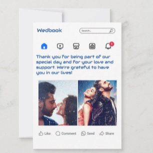 Modern Social Media-Themed Photo Wedding Thank You Card