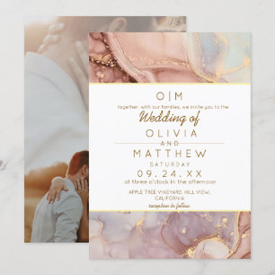Modern Soft Agate Neutral Photo Wedding Invitation