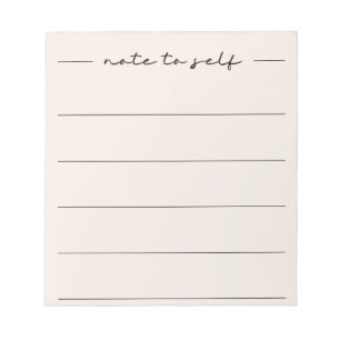 Modern Soft Beige Script LIned  Notepad