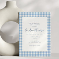 Modern Soft Blue Gingham Check Plaid Bridal Shower