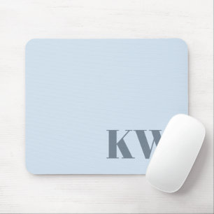 Modern Soft Blue Monogram Initials Personalized Mouse Pad
