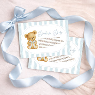 Modern Soft Blue Teddy Bear Books for Baby Enclosure Card