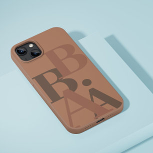 Modern Soft Brown initial minimal contemporary iPhone 16 Pro Case