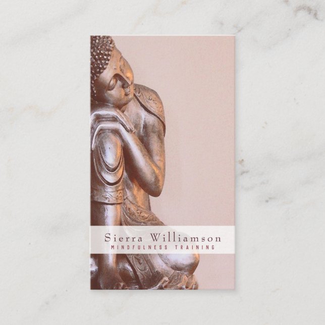 Modern Soft Mauve Mindfulness Healing Buddha Business Card (Front)