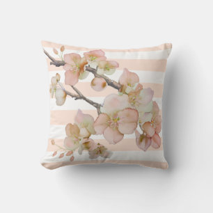 Modern soft orange peach white strips cushion