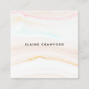 Modern soft pastel baby blue marble agate pattern square business card