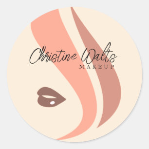 Modern Soft Peach and Earthy Makeup Artist Simple Classic Round Sticker