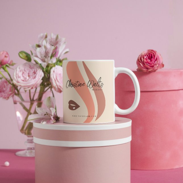 Modern Soft Peach and Earthy Makeup Artist Simple Coffee Mug (Creator Uploaded)