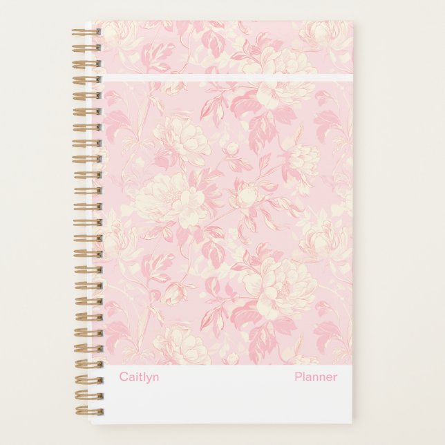 Modern Soft Peach Floral Planner (Front)